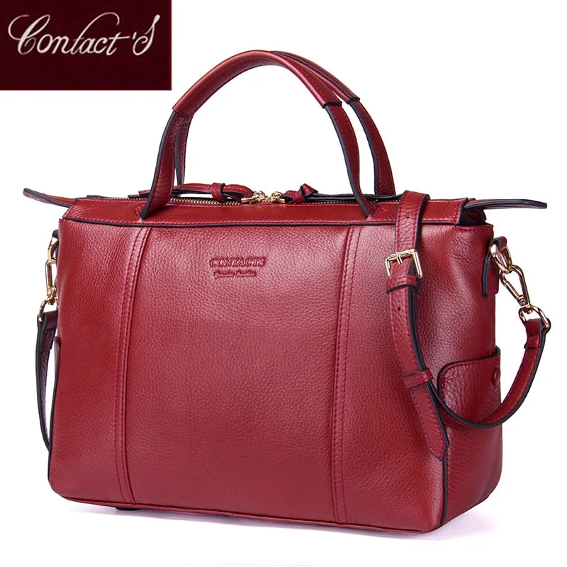 Handbag trends 2025-Contact'S Women Practical Bag Handbag Brand Designer Office Bag Organized Women Genuine Leather