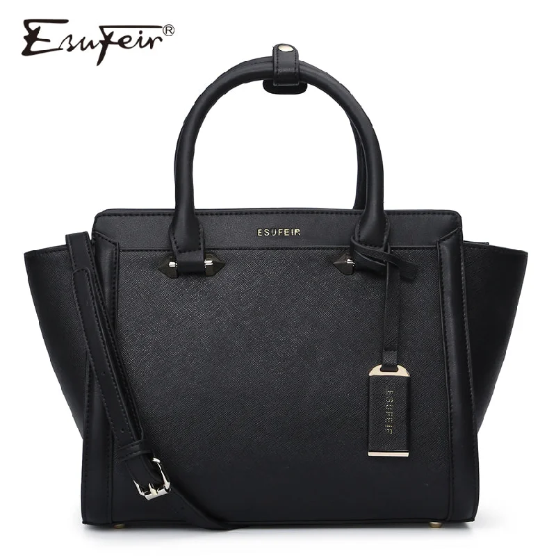 Handbag monogram style-Esufeir Brand Genuine Leather Women Handbag Cross Pattern Cow Leather Shoulder Bag Fashion Design