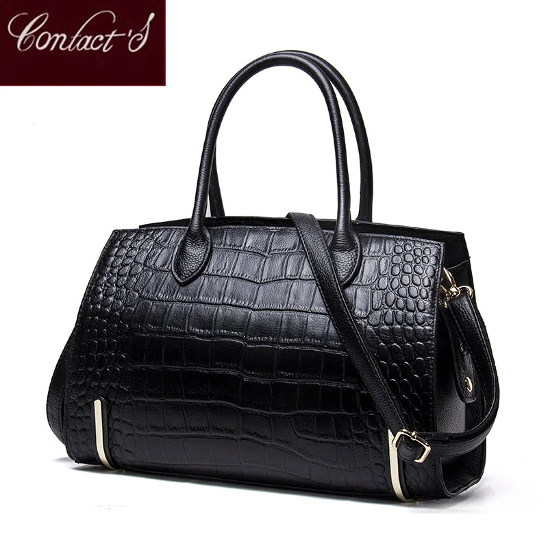 Handbag Jordan desert-Fashion Women Bags Genuine Leather Handbags Alligator High Quality Zipper Design Black Red Lady