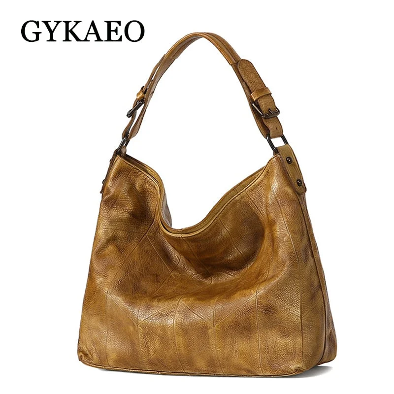 Handbag modern fashion-Gykaeo Luxury Handbags Women Bags Designer Soft Genuine Leather Handbag Ladies Street Shopping