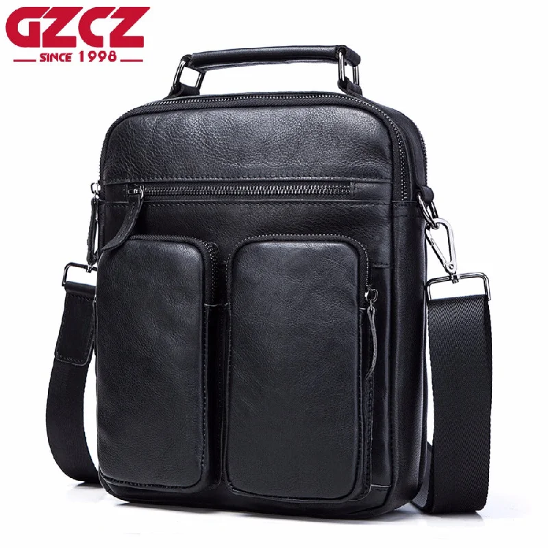 Handbag leather styles-Gzcz New Genuine Leather Casual Men Bag Brand Handbag High Quality Business Casual Men'S Travel Bag