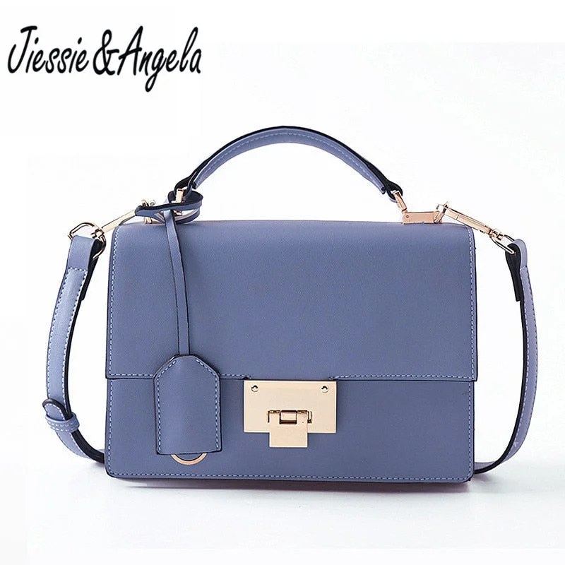 Handbag discount codes-Jiessie&Angela New Fashion Women Leather Handbag High Quality Shoulder Bags Metal Handle Casual