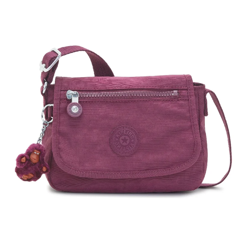 Mini backpack for school essentials-Kipling Sabian Nylon Crossbody Mini Bag - Dark Plum Tonal