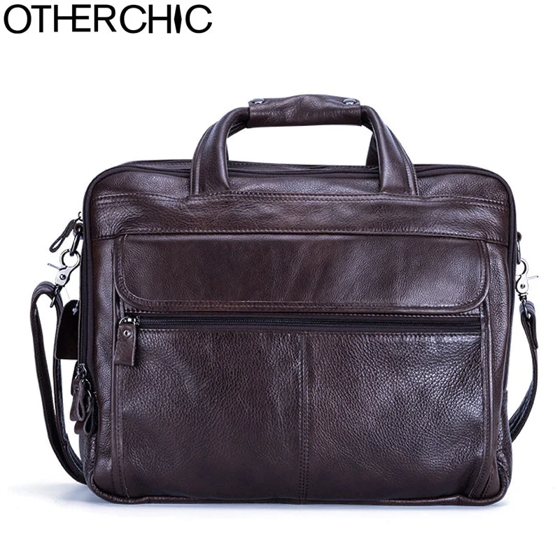 Handbag eco-friendly-Otherchic Men Leather Handbags Men Crossbody Bags Cow Leather Genuine Leather Briefcafe Laywer Bags