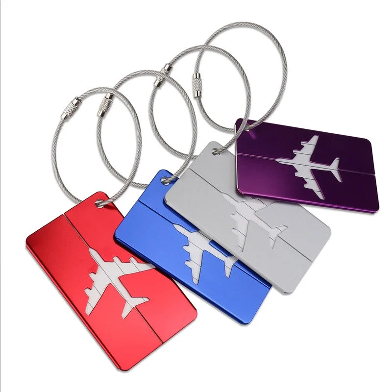 Handbag summer collection-Pixnox Aluminum Air Plane Pattern Luggage Tag Baggage Handbag Id Tag Name Card Holder With Key Ring