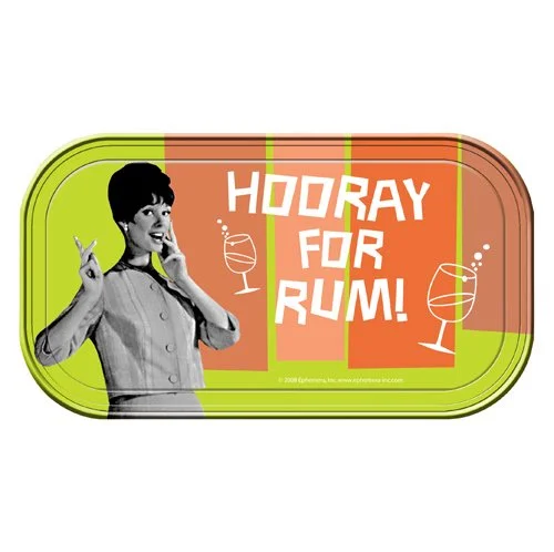 Best mini backpack for students-Retro Humor Hooray For Rum! Magnetic Mini Tin Sign