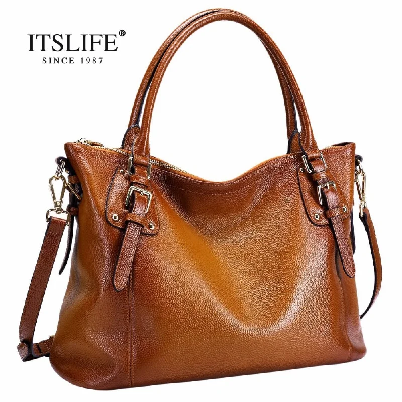 Handbag waterproof feature-The New Europe Style Women'S Big Retro Bag Lady  Fashion Genuine Leather Handbag  Shoulder