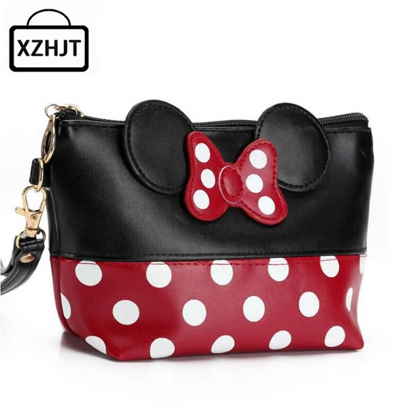 Handbag pink chic-Travel Cosmetic Bag Cartoon Bow Makeup Case Women Zipper Hand Holding Make Up Handbag Organizer