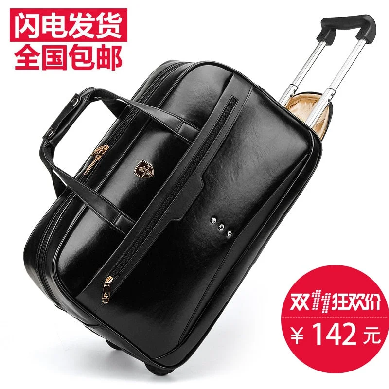 Handbag Ireland green-Trolley Bag Trolley Bag Waterproof Travel Bag Handbag Luggage Travel Bag,High Quality Black Pu