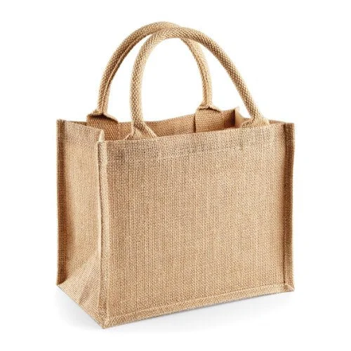 Mini backpack for short vacations-Westford Mill Jute Mini Gift Bag - Natural