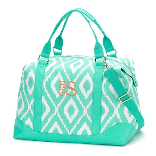 Mini backpack for camping gear-Wholesale Boutique Mini Ikat Weekender Bag - Mint